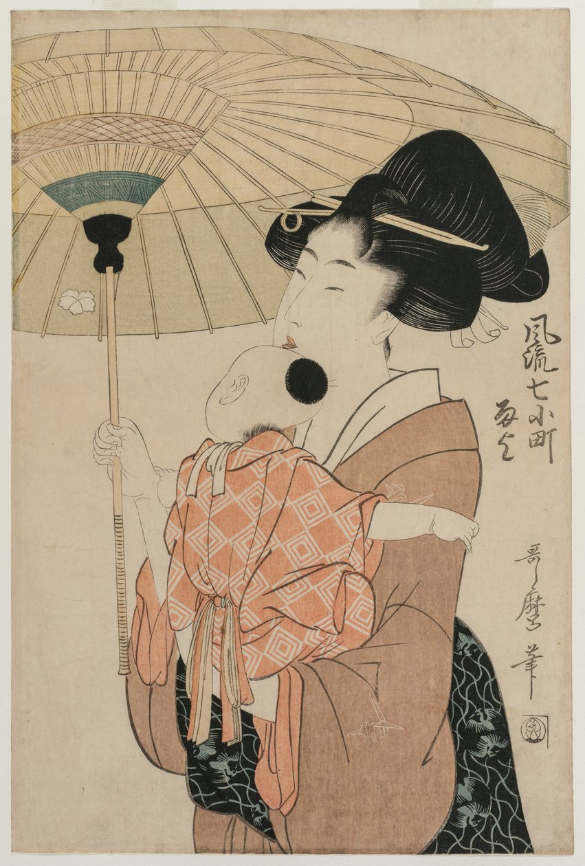 Bønner om regn, fra serien Syv elegante Komachi av Kitagawa Utamaro