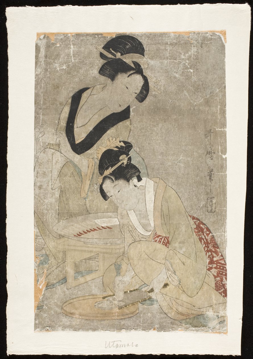 Tilberedning av rå fisk av Kitagawa Utamaro
