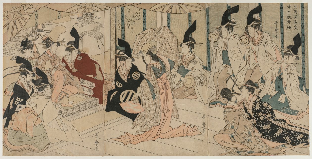 Scene tilpasset fra stykket The Treasury of Loyal Retainers Chushingura, sent på 1790-tallet. av Kitagawa Utamaro
