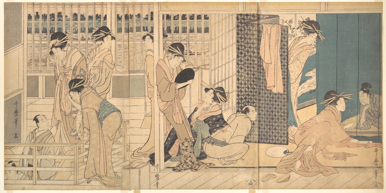 Scene i Yoshiwara av Kitagawa Utamaro