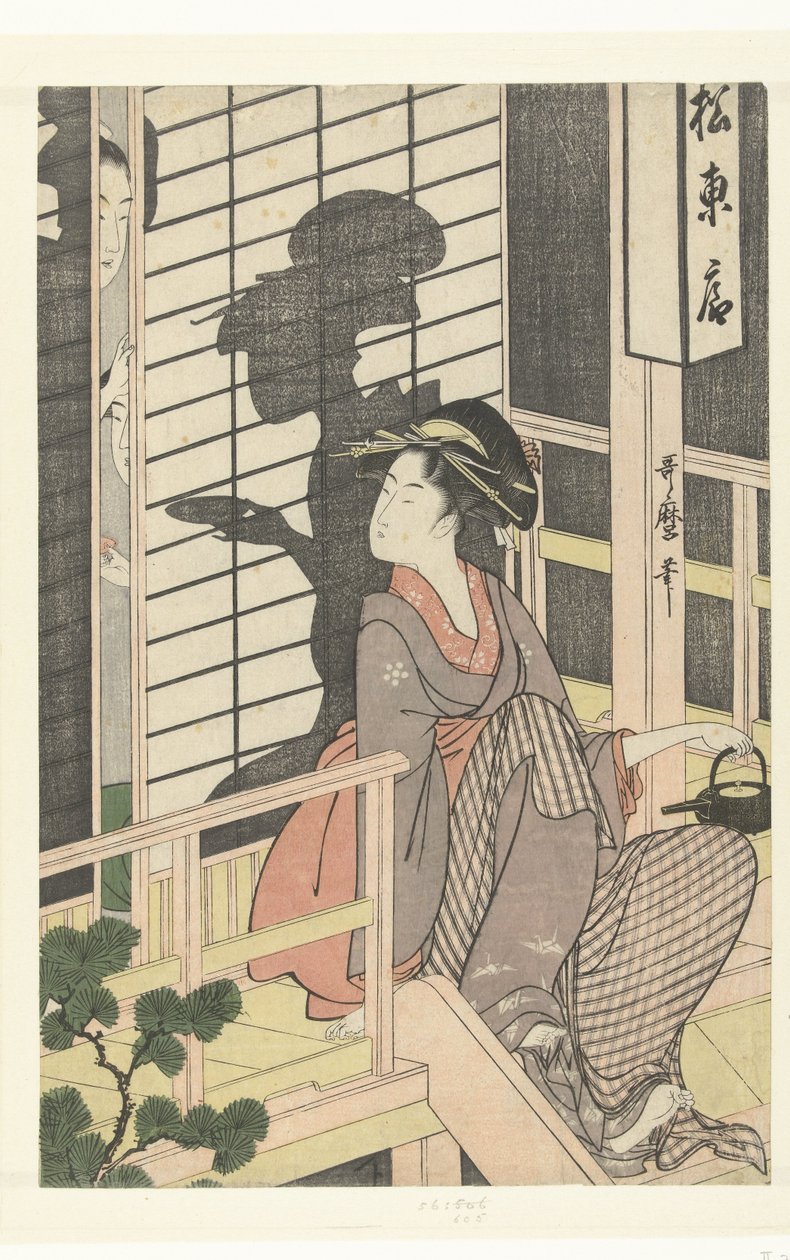 Servitrisen på Matsu Higashiya tehus av Kitagawa Utamaro