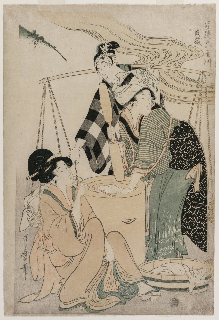 Settsu Province fra serien Fashionable Six Jewel Rivers (Furyu Mu Tamagawa) av Kitagawa Utamaro