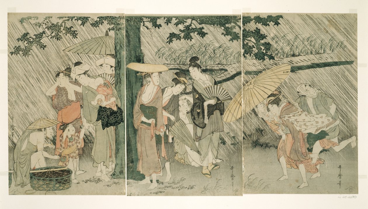 Le for en plutselig dusj av Kitagawa Utamaro