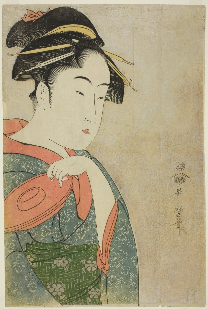 Takashima Ohisa (farget treblokktrykk; oban) av Kitagawa Utamaro