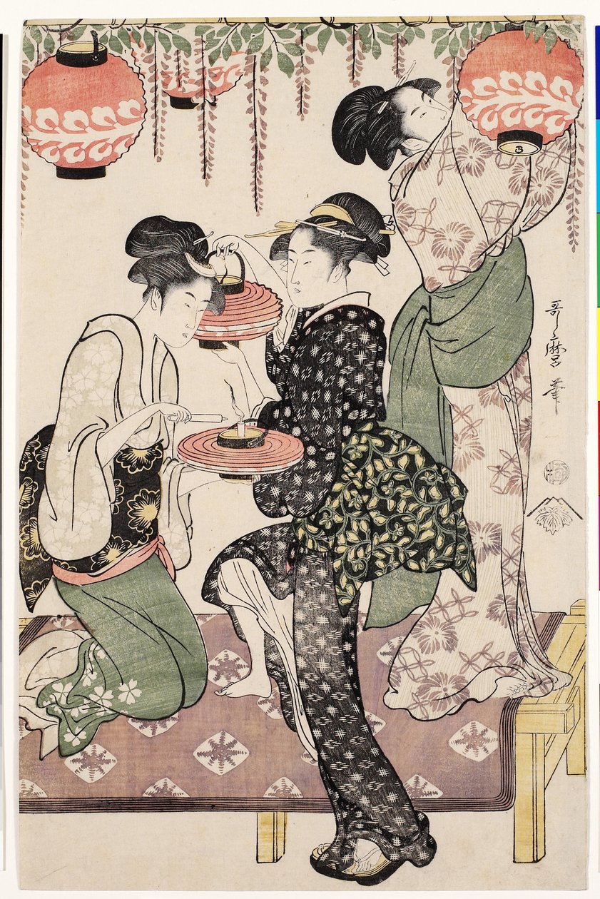 Teahouse girls under a wistaria espalier, 1795 av Kitagawa Utamaro