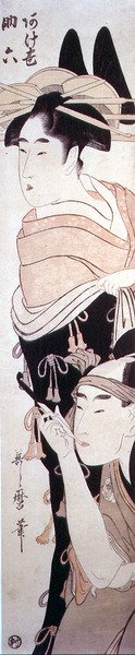 The Courtesan Agemaki and her Gallant Sukeroku, ca. 1797-98 (farget treblokktrykk) av Kitagawa Utamaro