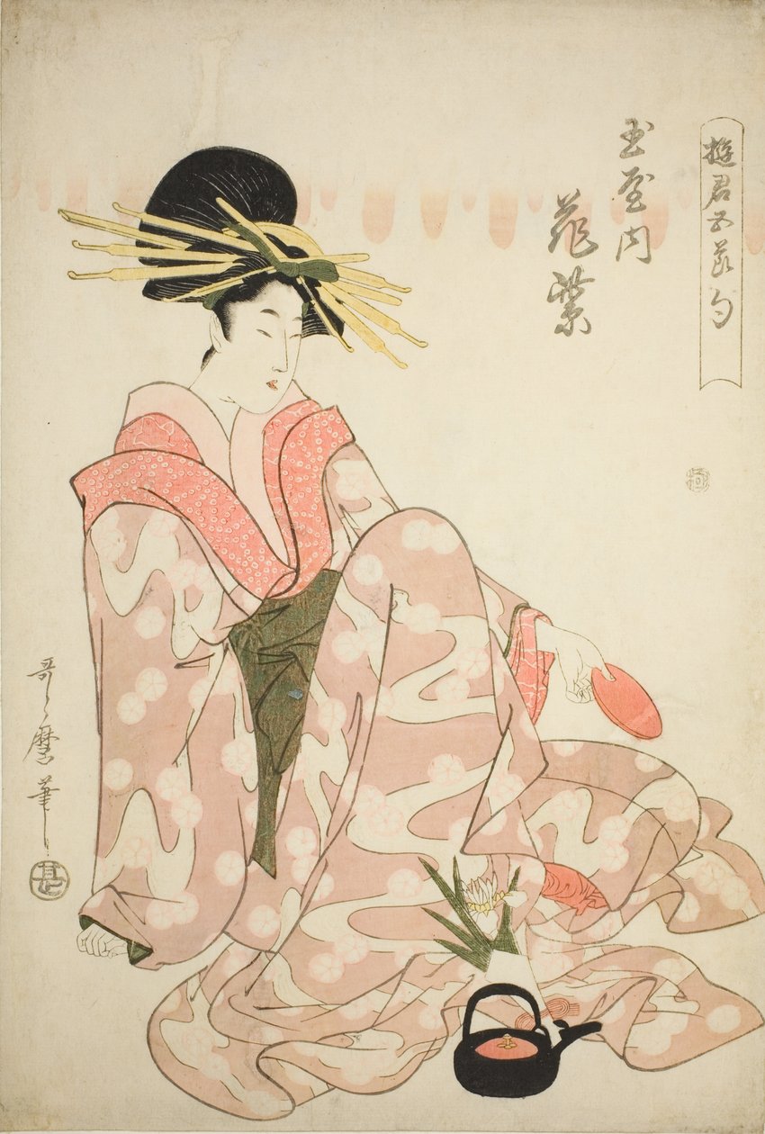 Courtesan Hanamurasaki fra Tamaya, fra serien "Courtesans of the Five Festivals (Yukun gosekku)" av Kitagawa Utamaro