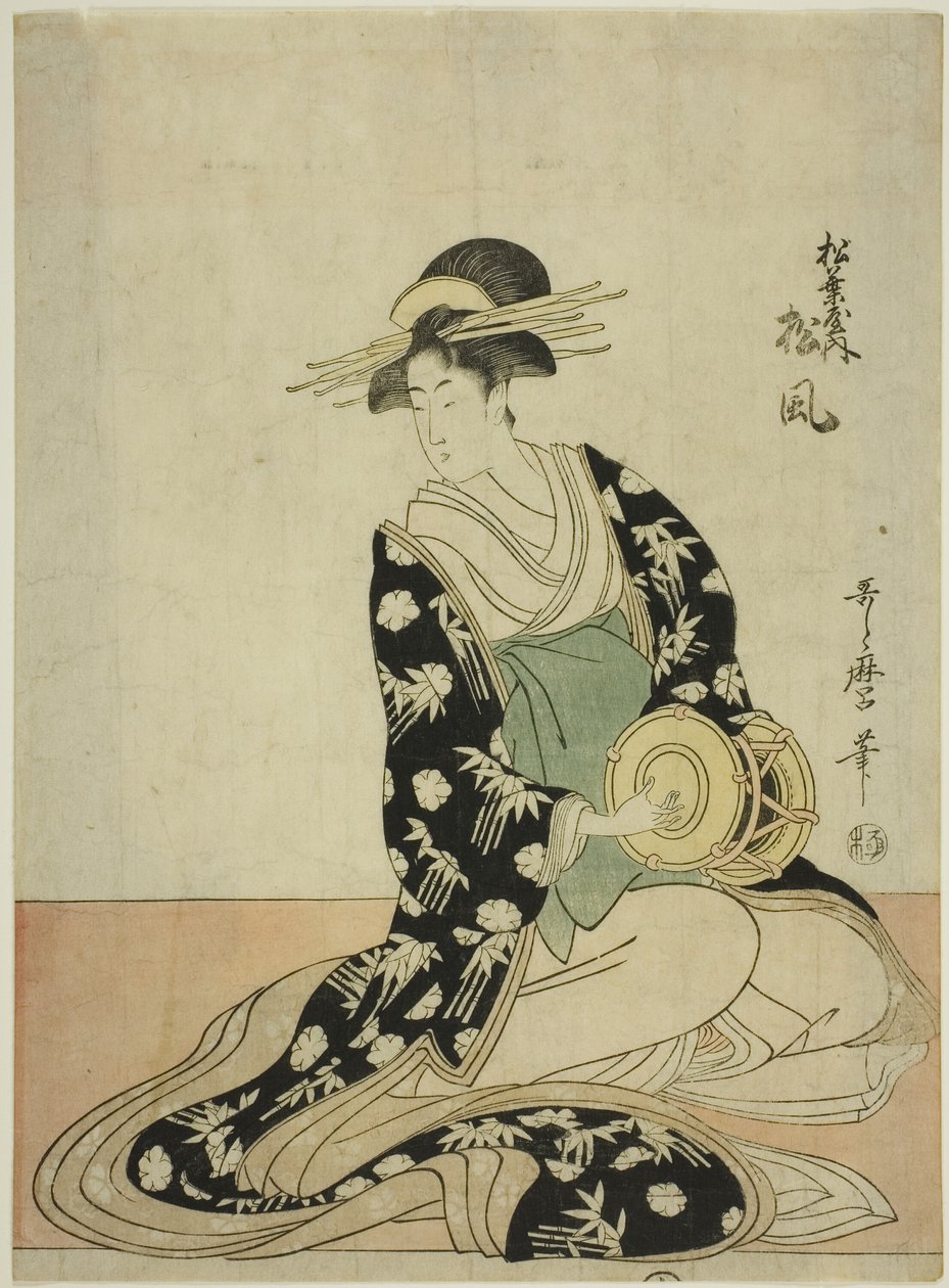 Courtesan Matsukaze fra Matsubaya, fra en serie uten tittel med kurtisaner fra Matsubaya som fem musikere av Kitagawa Utamaro