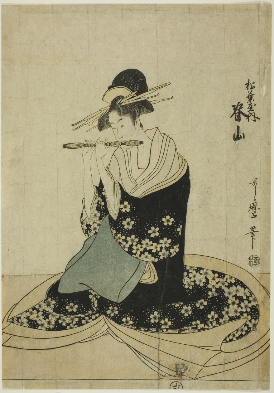 Courtesan Seyama fra Matsubaya, fra en serie uten tittel med kurtisaner fra Matsubaya som fem musikere av Kitagawa Utamaro