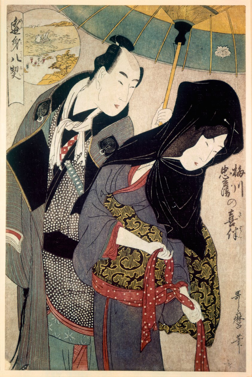The Lovers, Chubei og Umezawa, sent på 1700-tallet tidlig på 1800-tallet. av Kitagawa Utamaro