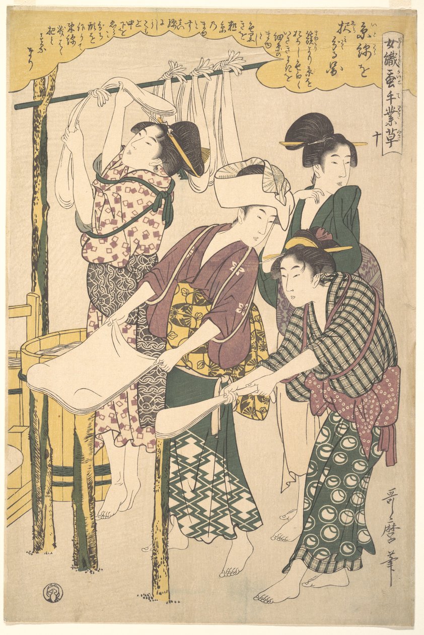 Fremstilling av silkevatt av Kitagawa Utamaro