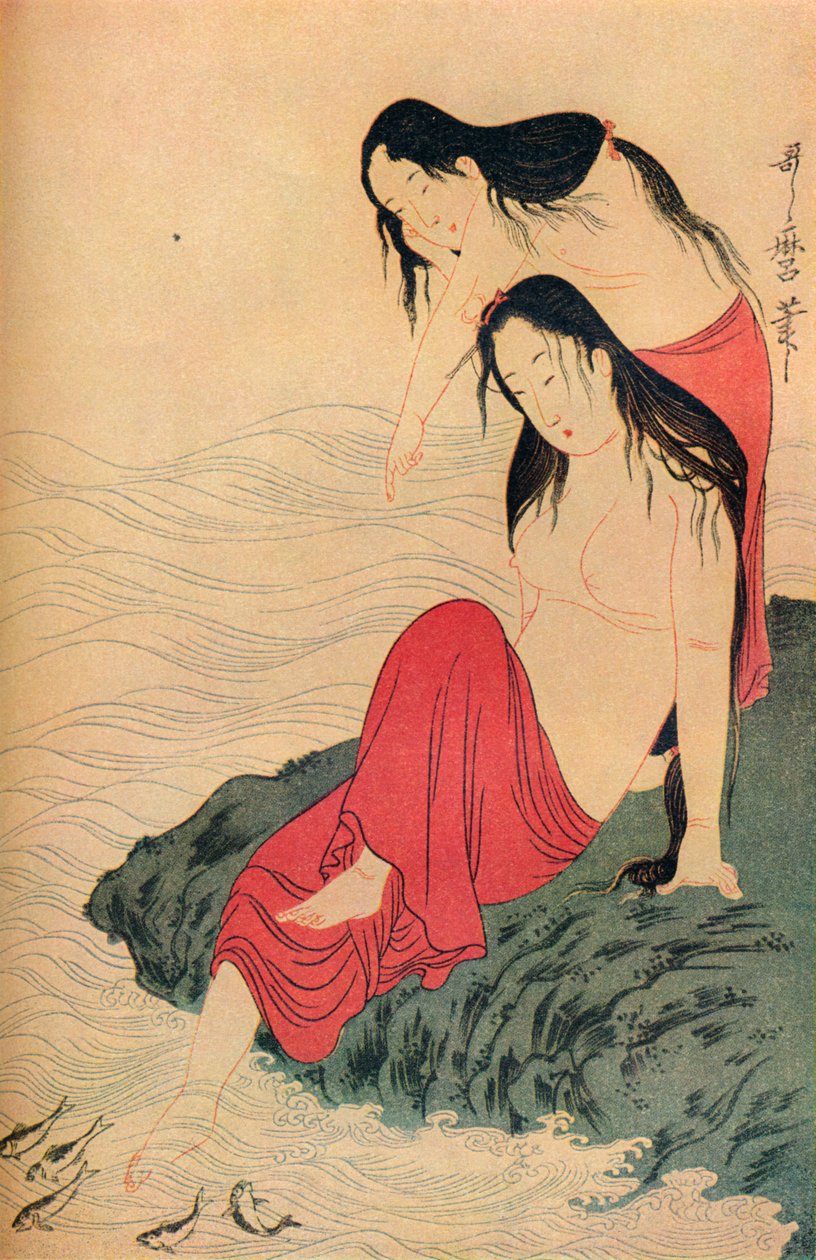Venstre hånd og siste panel av The Pearl Divers triptych, c1797-98, 1936. av Kitagawa Utamaro