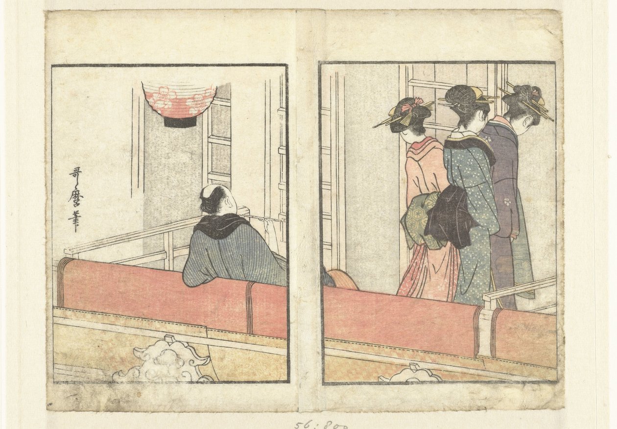 Teaterhytte En titt bak kulissene på skuespillerne (serietittel) Yakusha gakuya tsu (serietittel) av Kitagawa Utamaro