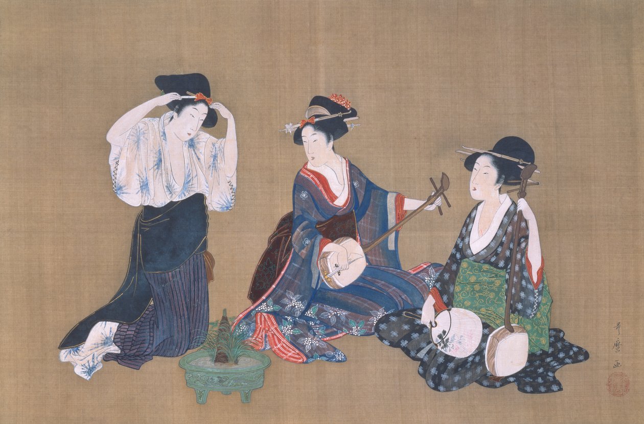 Tre skjønnheter, ca. 1790 av Kitagawa Utamaro