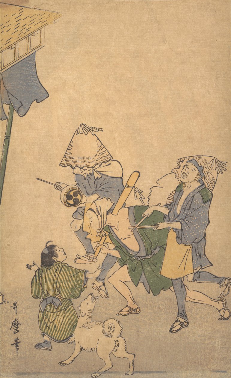 Three Revelers of the Lower Classes, Iført Komuso-hatter ..., sent på 1700-tallet - begynnelsen av 1800-tallet. av Kitagawa Utamaro
