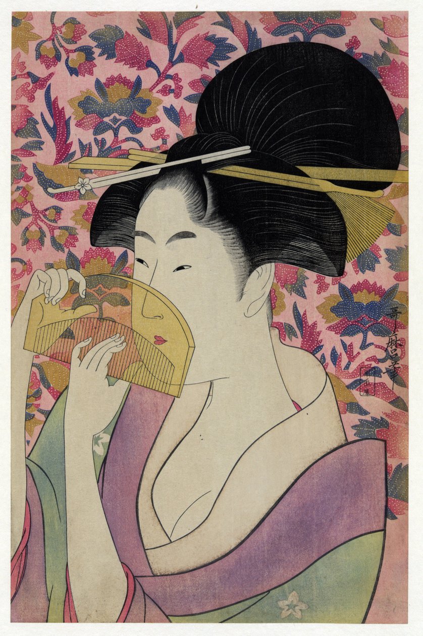 Tutamaro på den gjennomsiktige kammen, Kitagawa (1753–1806) av Kitagawa Utamaro