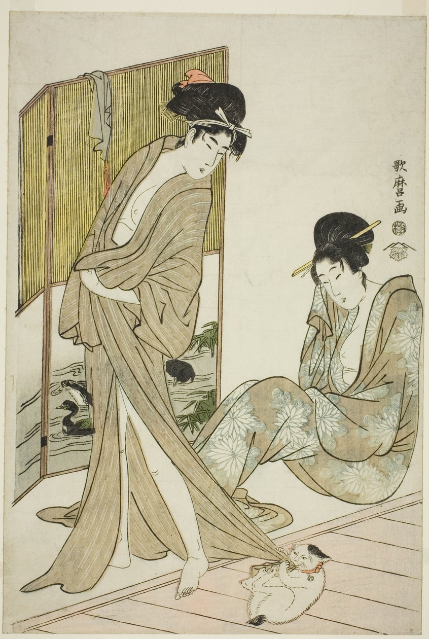 To unge kvinner etter et bad av Kitagawa Utamaro