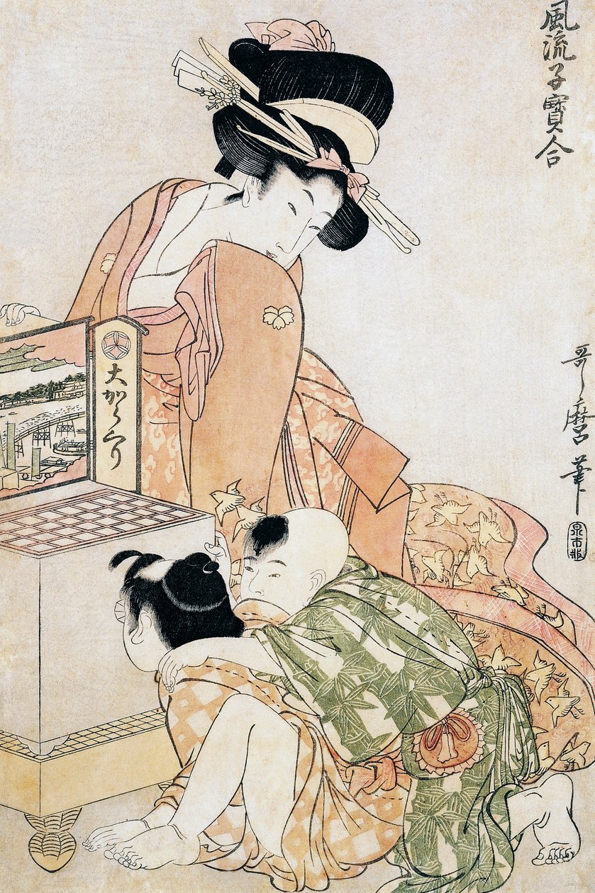To barn ser inn i stor optisk boks av Kitagawa Utamaro