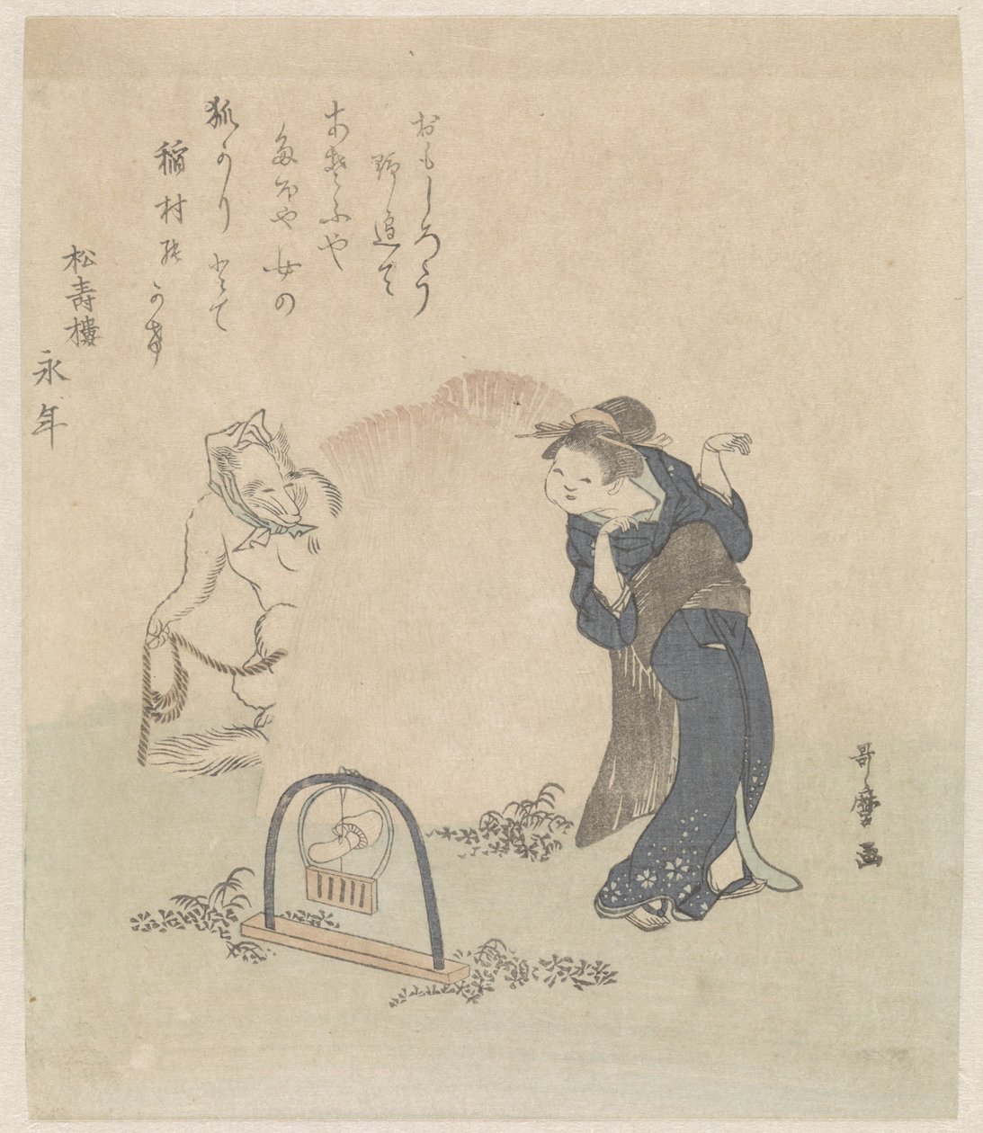 Kvinne ved en revefelle av Kitagawa Utamaro