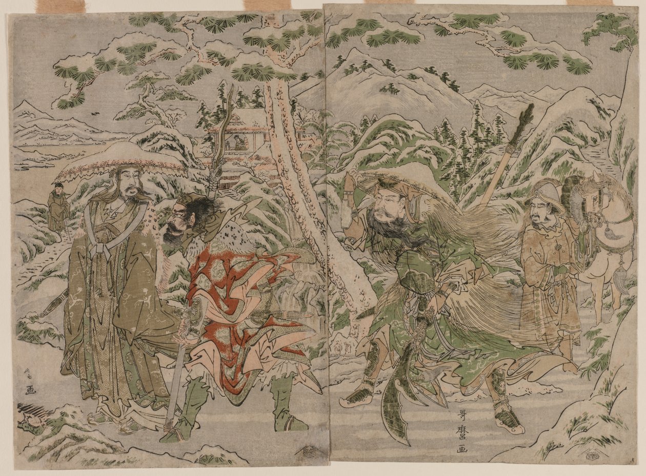 Vinterscene fra romantikken om de tre kongedømmene av Kitagawa Utamaro