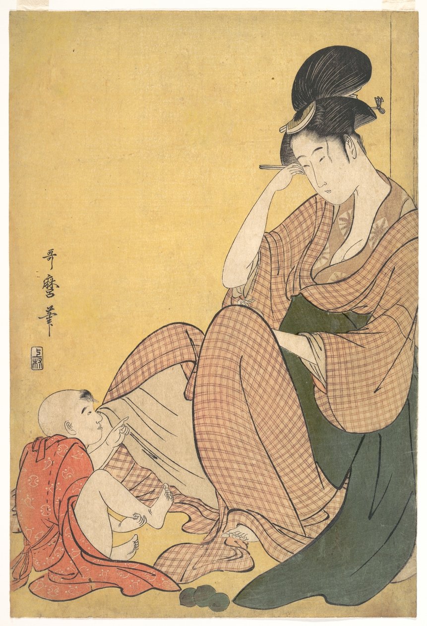 Kvinne og barn av Kitagawa Utamaro
