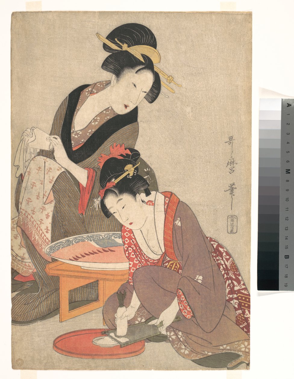 Kvinner som tilbereder sashimi av Kitagawa Utamaro