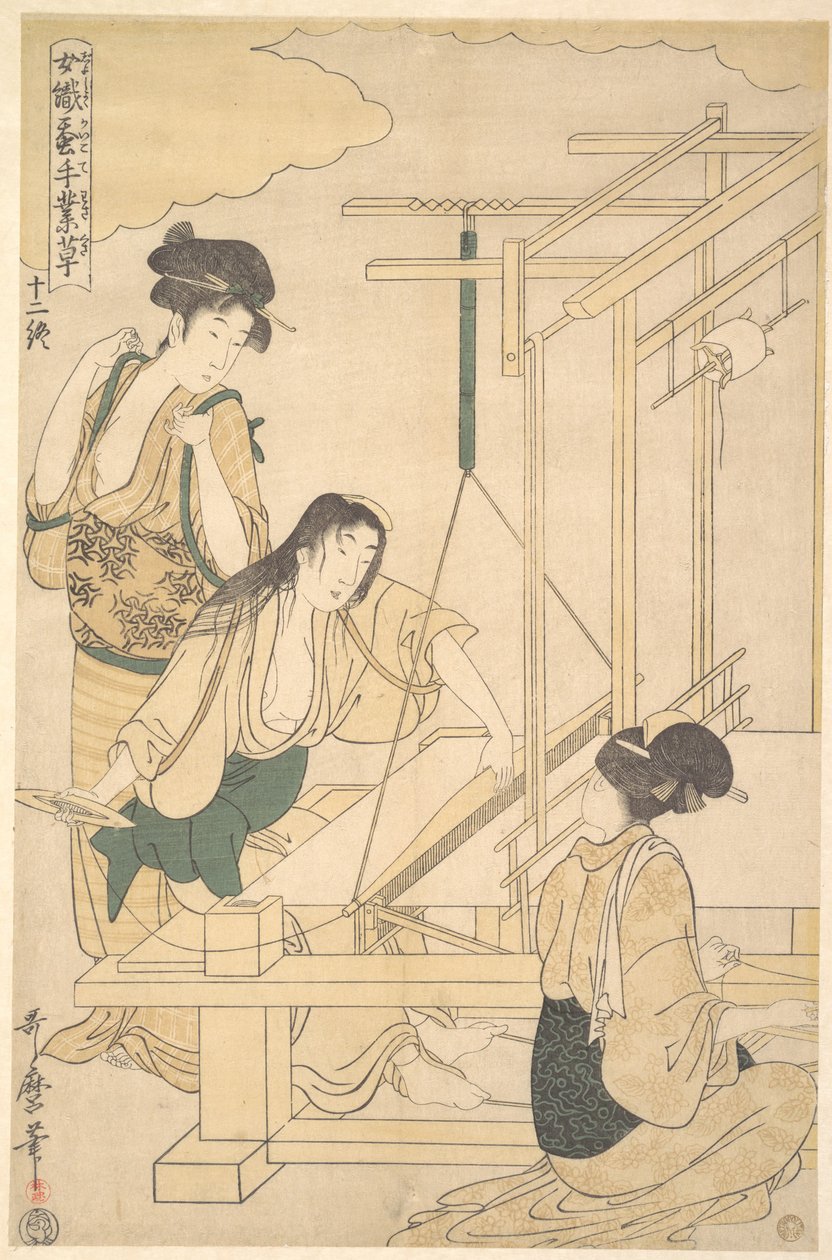 Kvinner som vever silkestoff av Kitagawa Utamaro