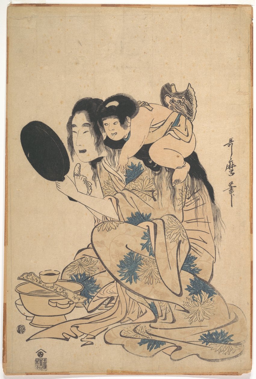 Yamauba som sverter tennene sine, med Kintarō av Kitagawa Utamaro