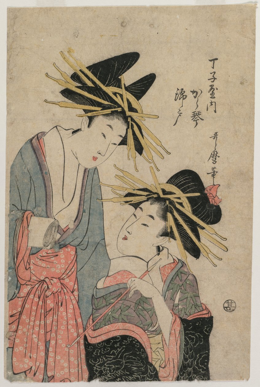 te skolen r hender s skjell sammen plan d Nishikido av f cho tid av Kitagawa Utamaro II