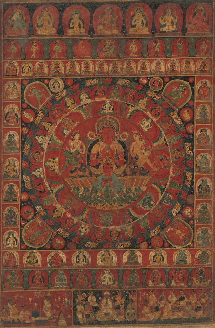 Mandala av solguden Surya omgitt av åtte planetariske guder, datert, sannsynligvis 1379. av Kitaharasa