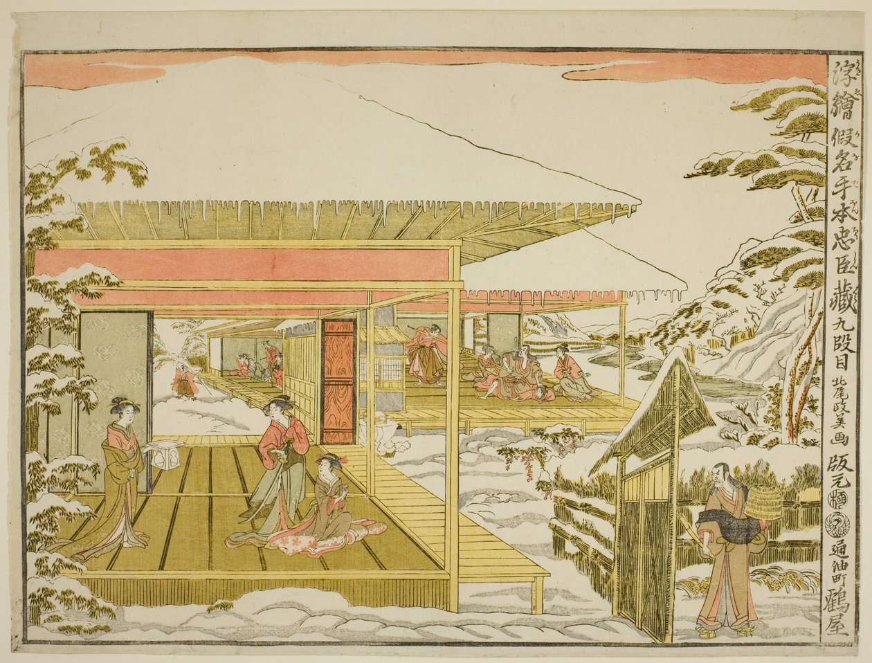 Act IX (Kudanme), fra serien "Perspective Pictures of the Storehouse of Loyal Retainers (Uki-e kanadehon Chushingura)" av Kitao Masayoshi