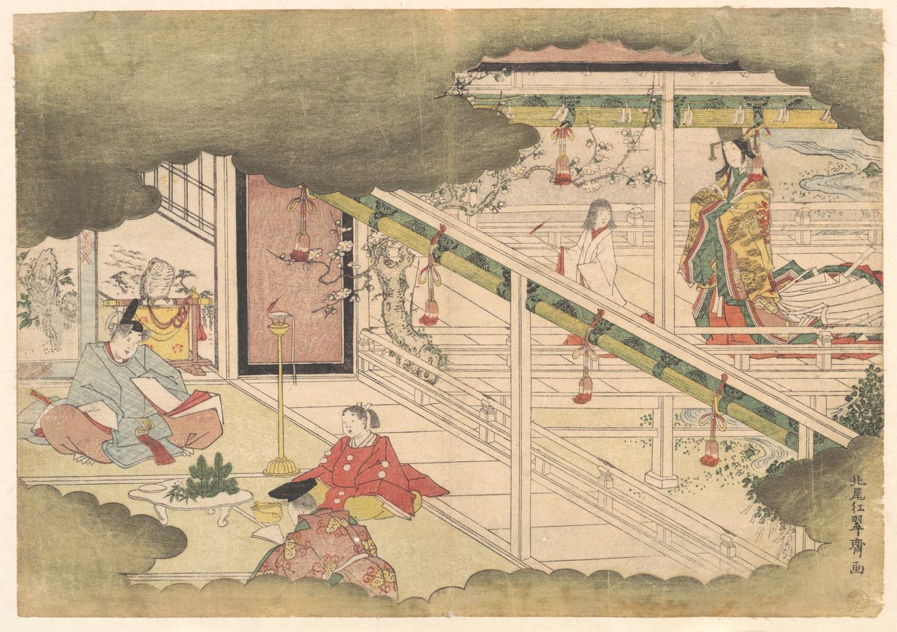 En hendelse fra Fortellingene om Ise (Ise Monogatari) av Kitao Shigemasa