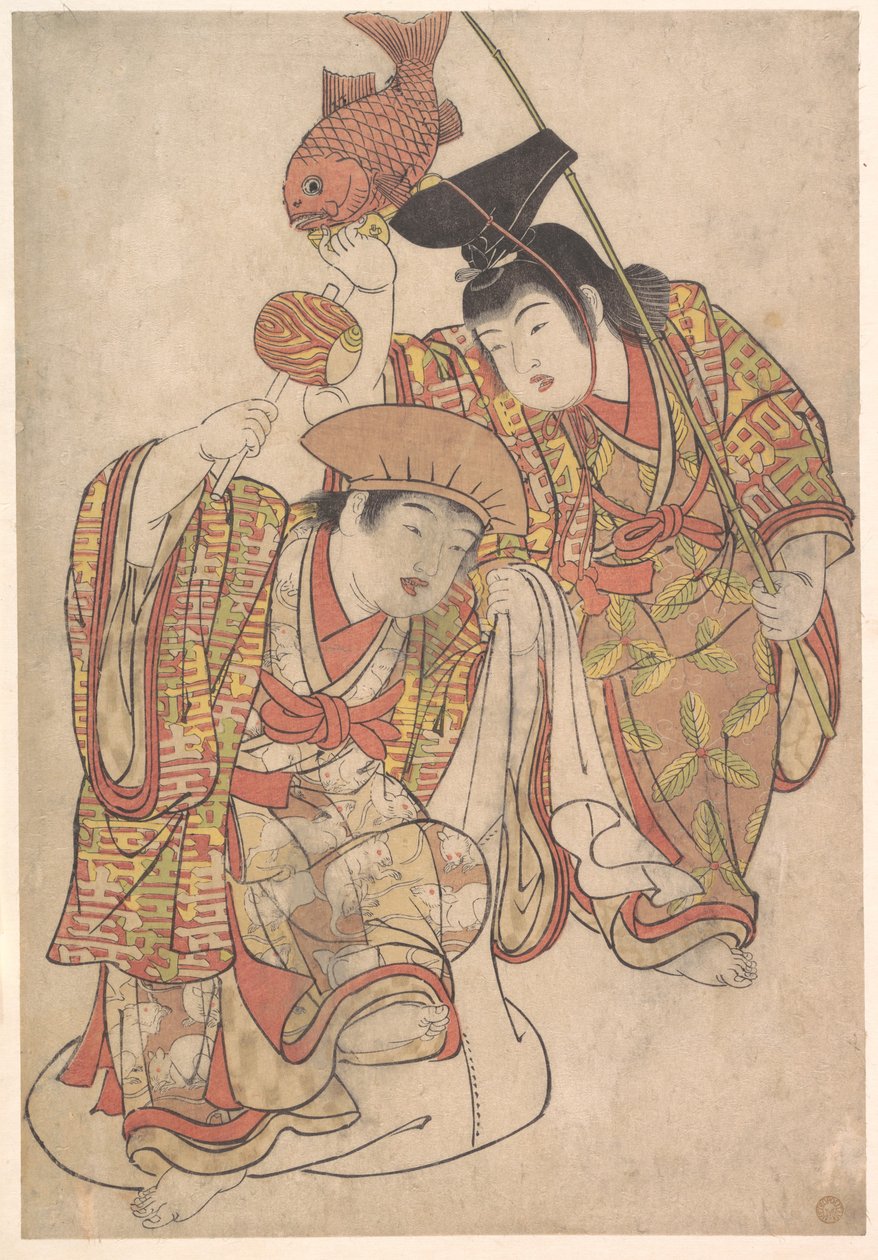 Gutter utkledd som Daikoku og Ebisu av Kitao Shigemasa