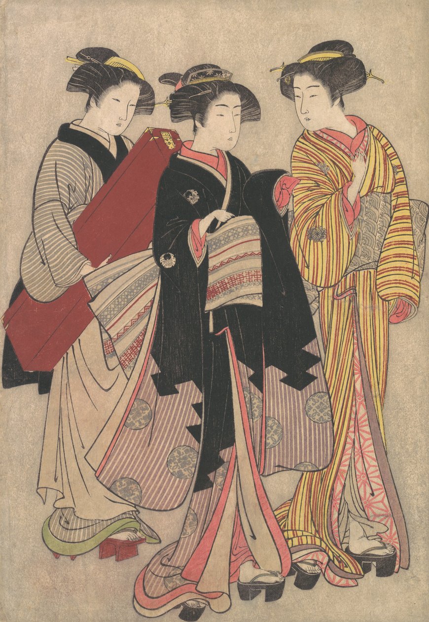 To geishaer ute på tur, 1739-1820. av Kitao Shigemasa