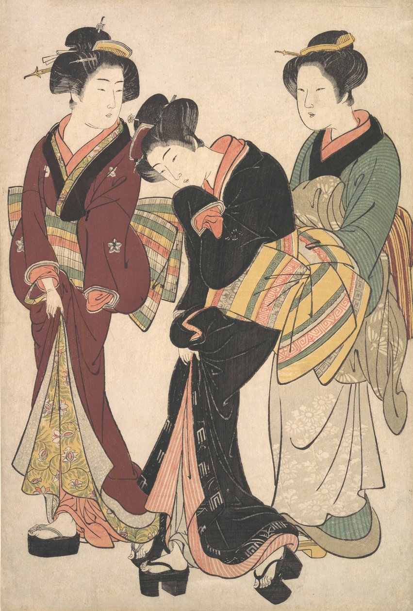 To geishaer og en hushjelp, ca. 1790. av Kitao Shigemasa