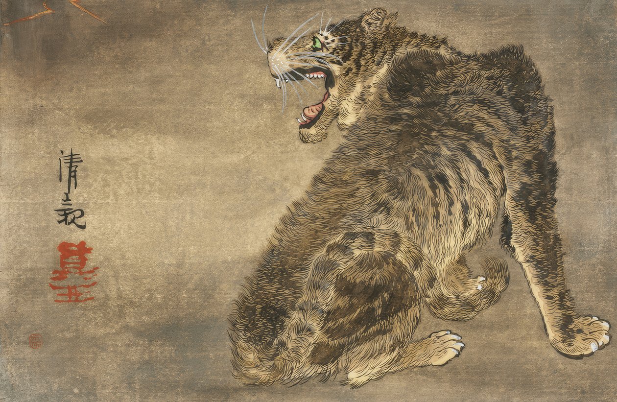 Tiger og lyn av Kiyochika Kobayashi