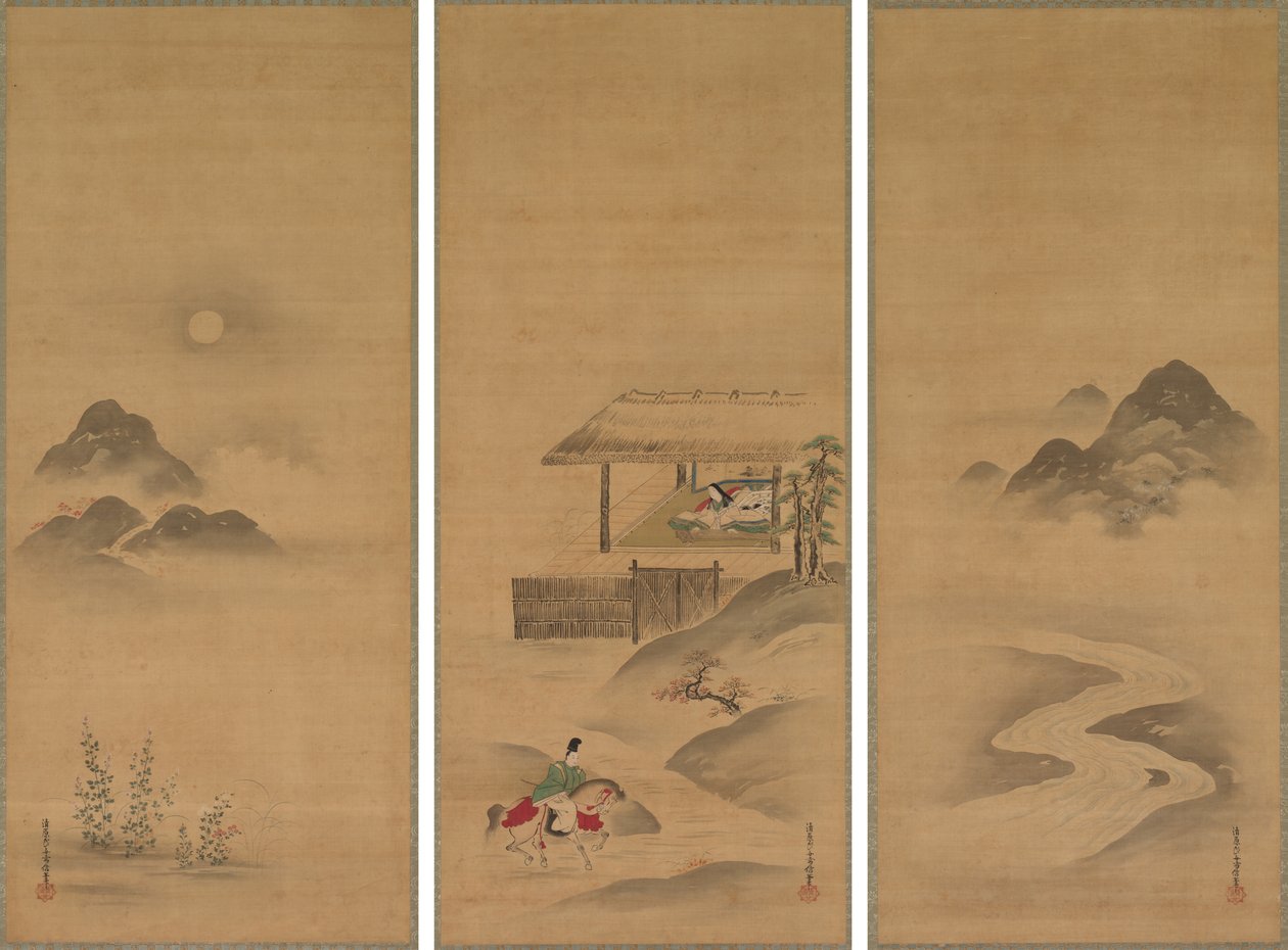 Minamoto no Nakakuni besøker Lady Kogō av Kiyohara Yukinobu