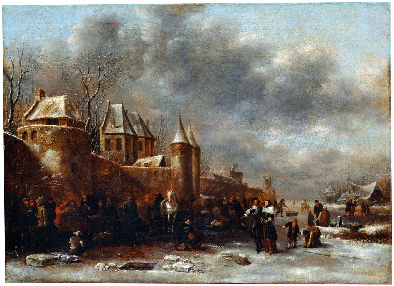 Et slott ved elvebredden, 1600-tallet av Klaes Molenaer