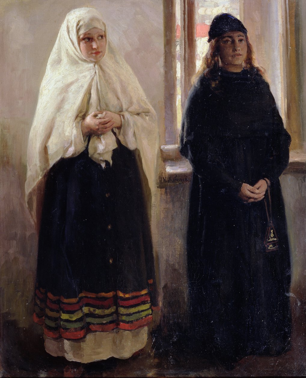 To verdener (olje på lerret) av Klavdiy Vasilievich Lebedev