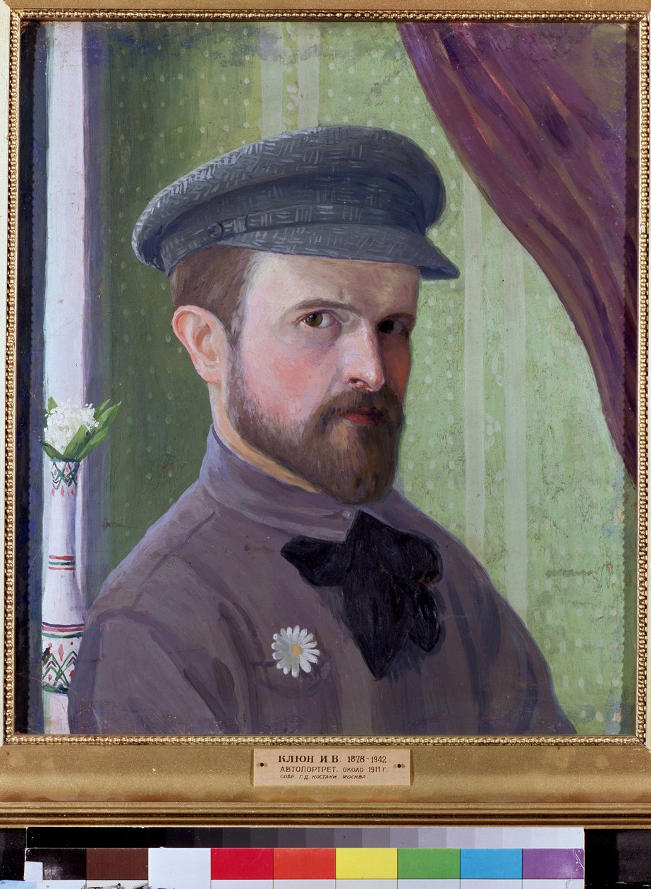 Selvportrett. Verk av Ivan Vassilyevich Klyun (Kliun) (Ivan Klioune) (1873-1943), olje på papp av Klyun Ivan (1873 1943)