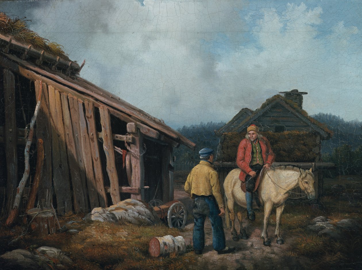 Mann på hest av Knud Bergslien