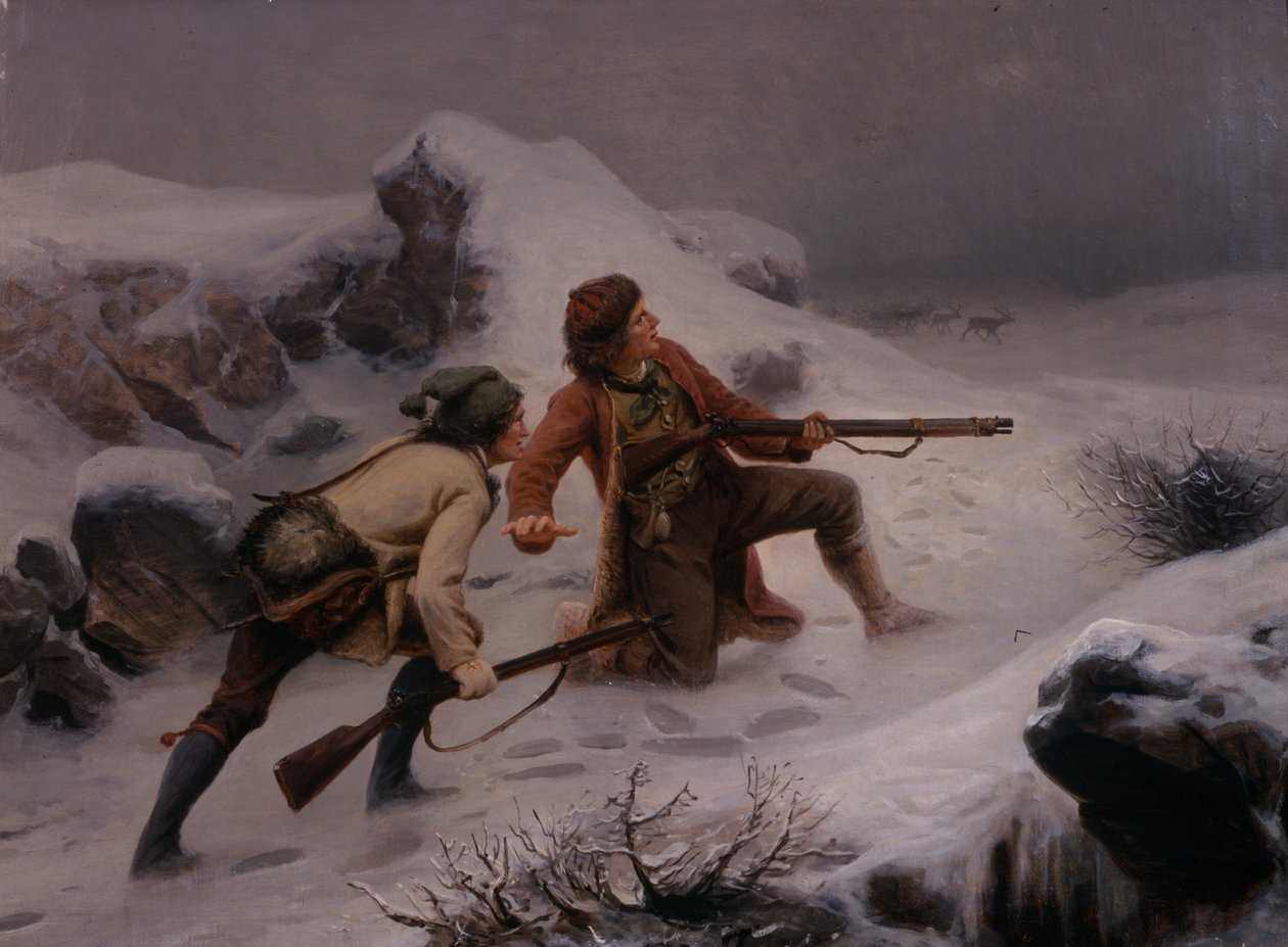 Reinsdyrjakt av Knud Bergslien