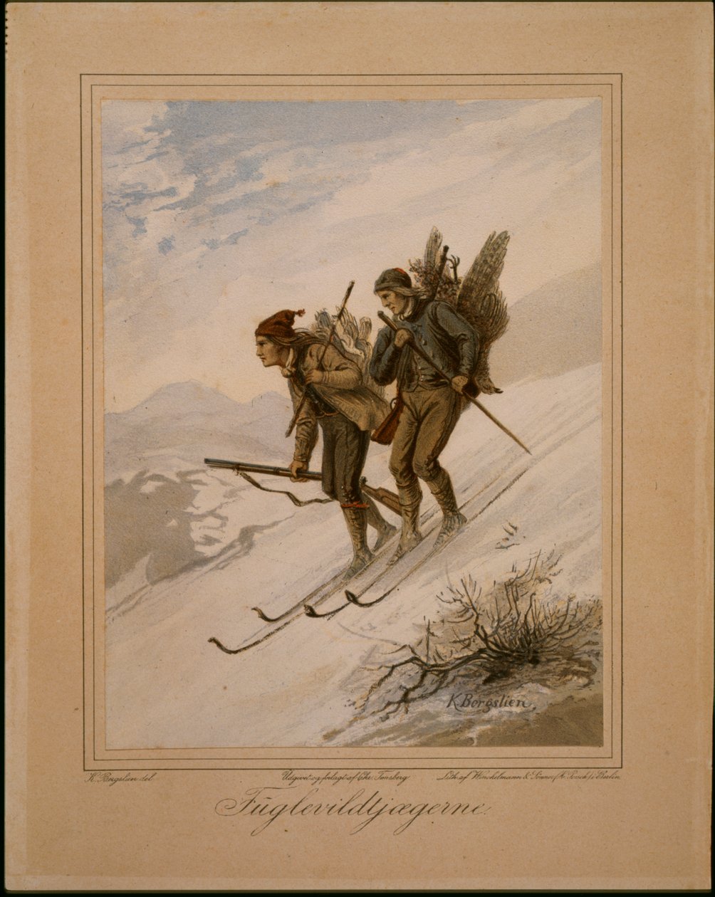 Wild Bird Hunters (akvarell på papir) av Knud Bergslien