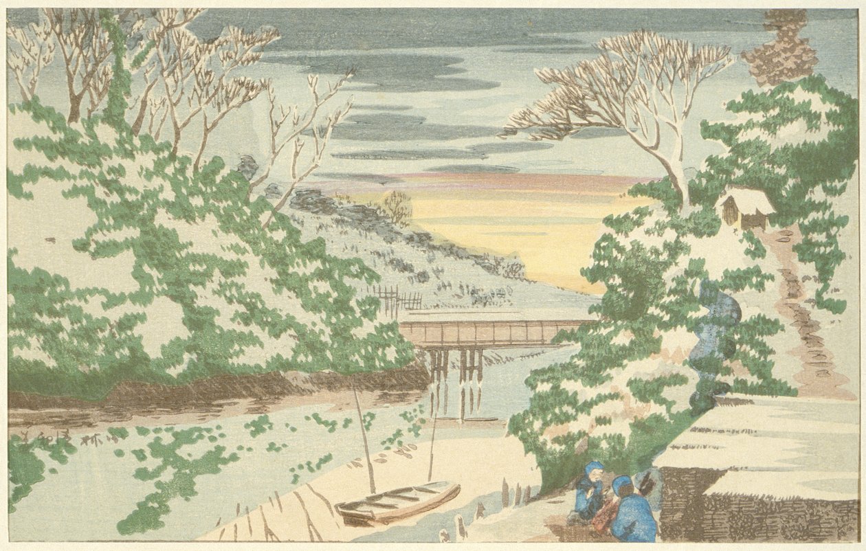 Snø i Ochanomizu av Kobayashi Kiyochika