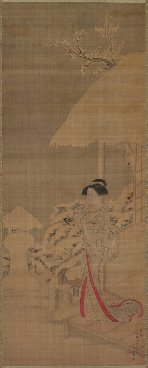 Beauty Bijin in the Snow, slutten av 1700-begynnelsen av 1800-tallet. av Kokan Shiba