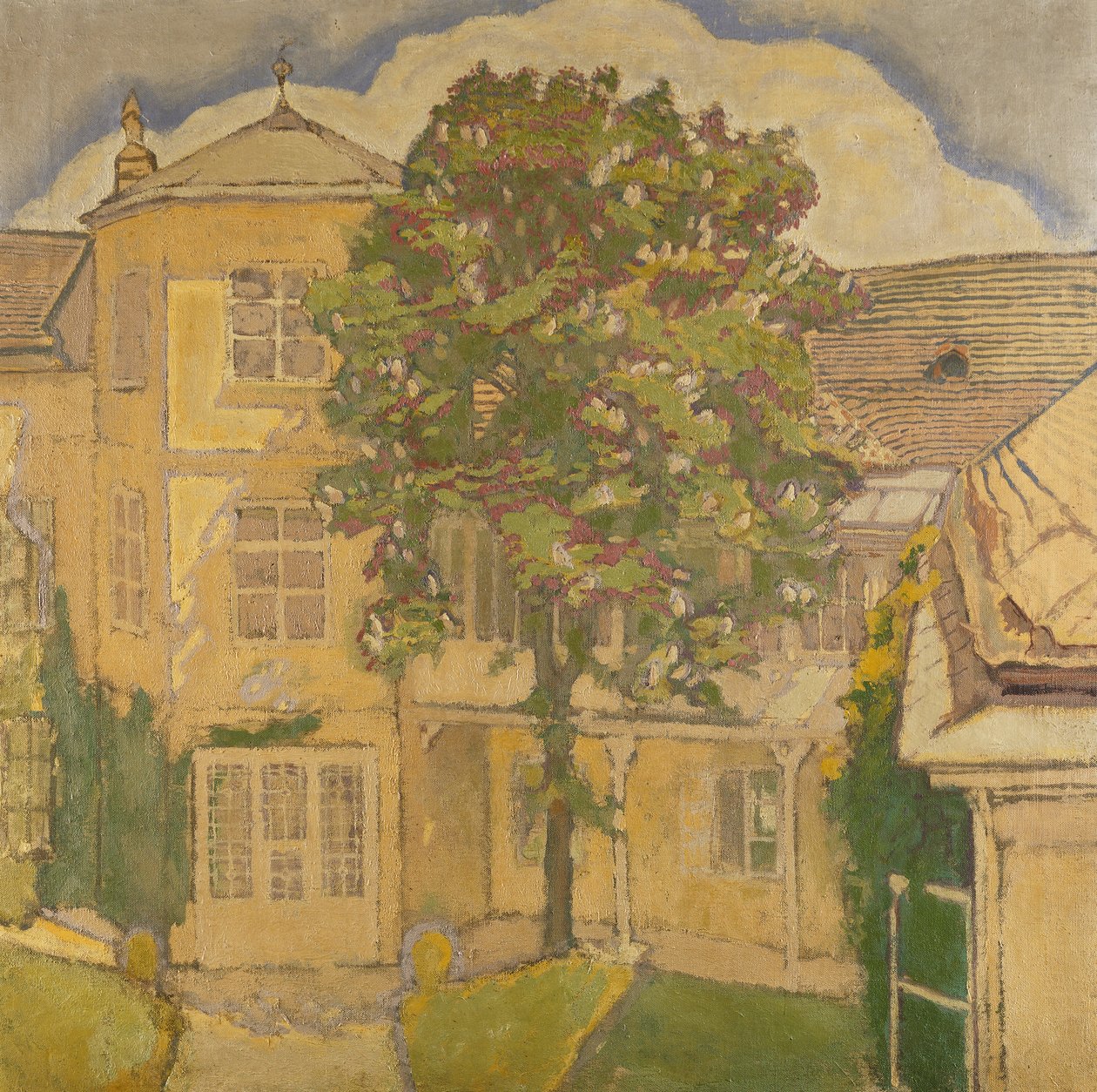 Blomstrende kastanjetre i hagen; Blomstrende kastanjetre i hagen, av Koloman Moser
