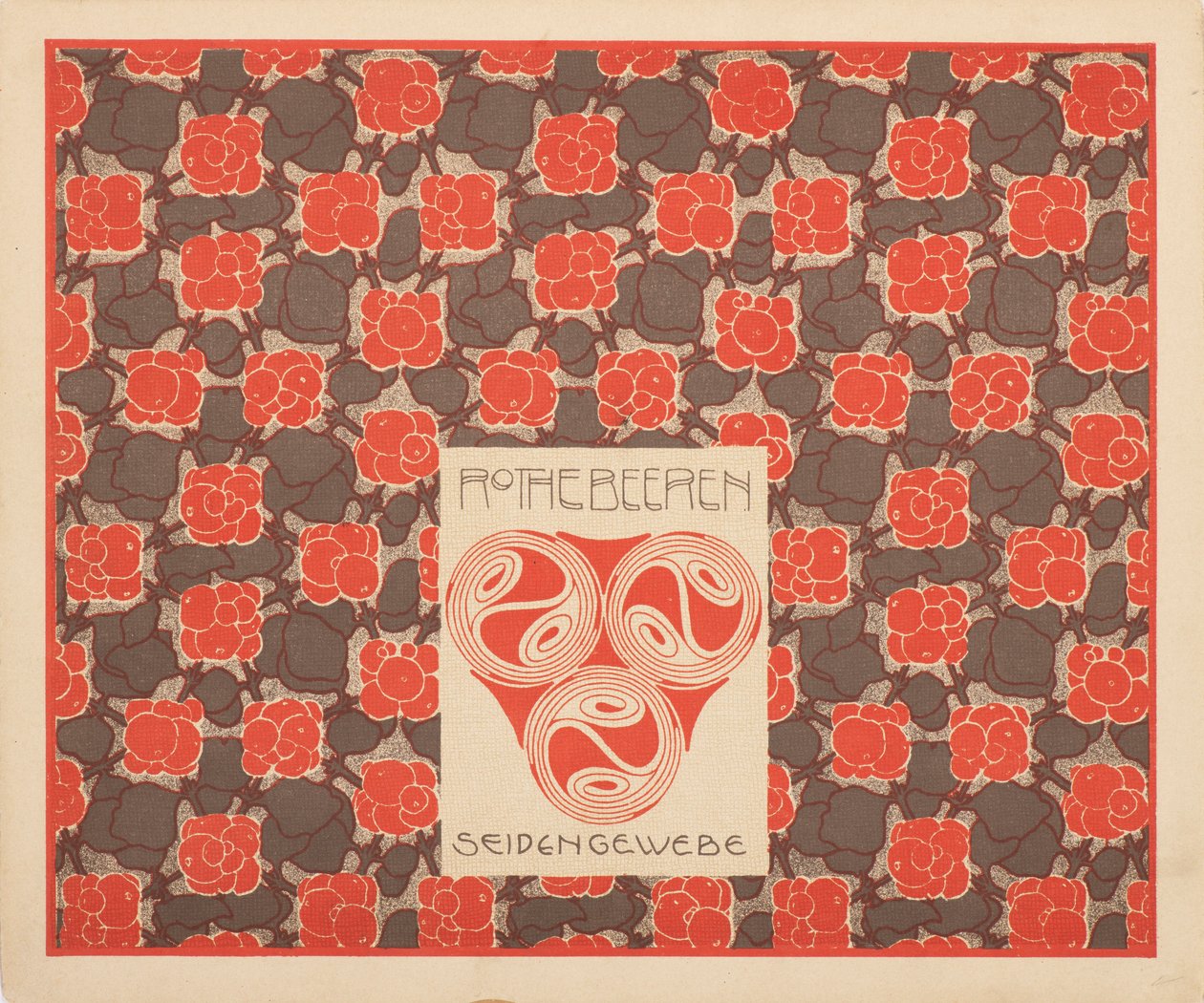 Røde bær silkestoff, 1901. av Koloman Moser