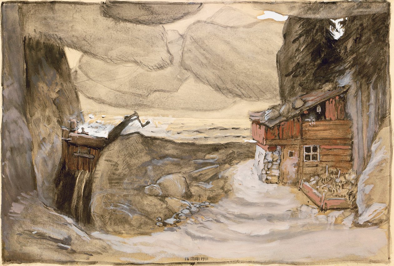 Scenografi for operaen Der Bergsee av Julius Bittner, 1910-1911. av Koloman Moser
