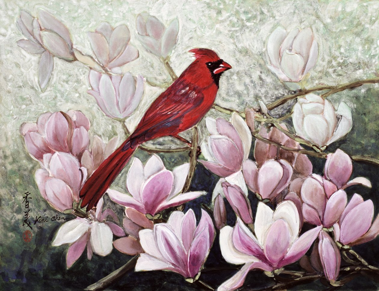 Cardinal, 2001 (gouache på rispapir) av Komi Chen