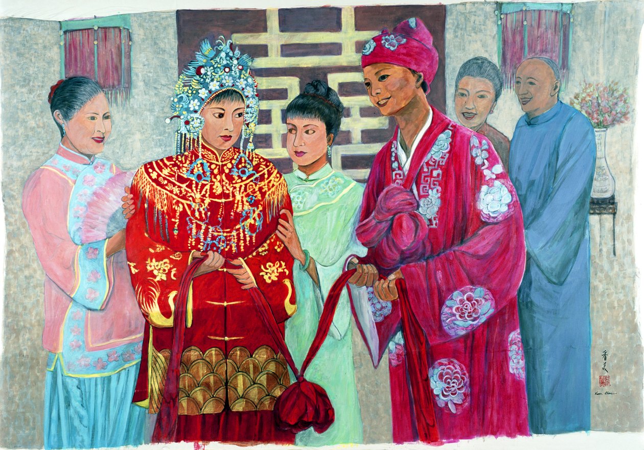 Bryllupsdag, 2006 (gouache på silke) av Komi Chen